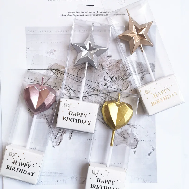 Diamond Love Star Cake Candle  Birthday Cake Baking Decoration Creative DIY Suitable for Birthday Parties Party Activities