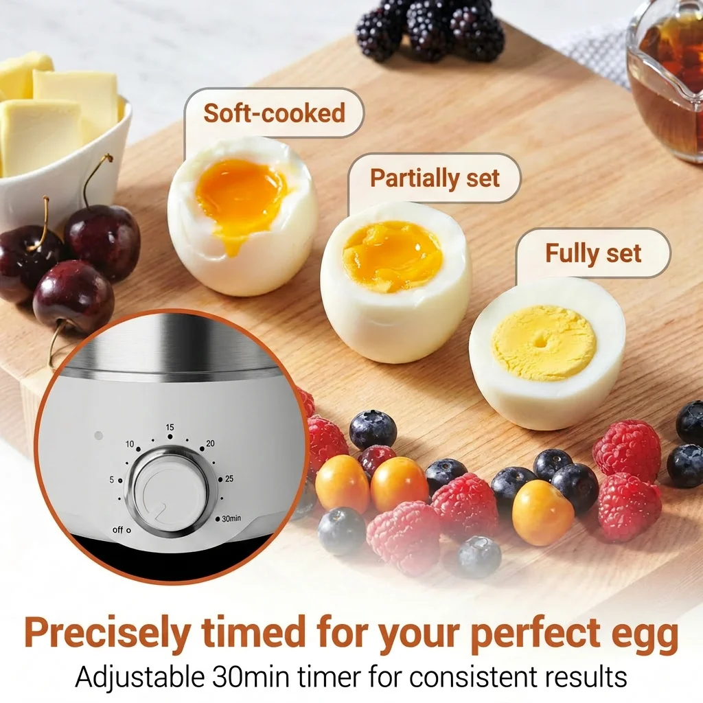 Egg Cooker with Timer - 14 Egg Capacity Electric Steamer for Hard Soft Boiled, Poached, Scrambled Eggs & Omelets, Auto Shut Off 2