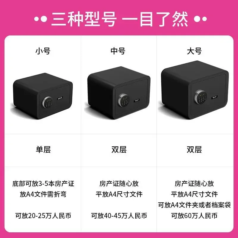 내구성이 뛰어난 가정용 소형 지문 번호 금고 모든 철제 도난 방지 사무실 벽걸이형 소형
