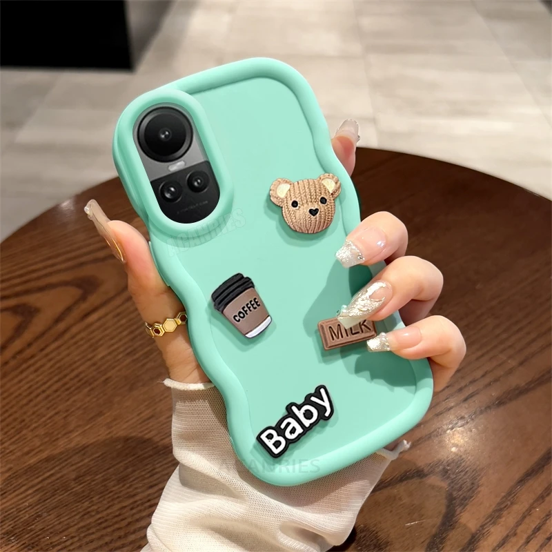 3D Bear Cute Cartoon Wavy Silicone Shockproof Soft Phone Case