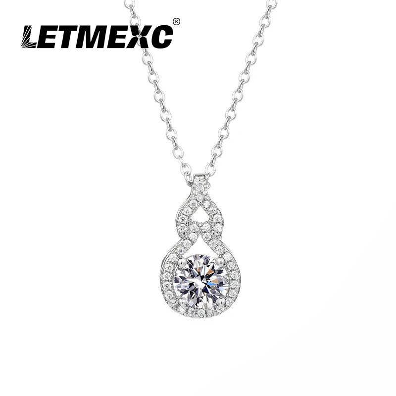 

LETMEXC Drop Gourd Moissanite 1CT Diamond 925 Sterling Silver Pendant Necklace