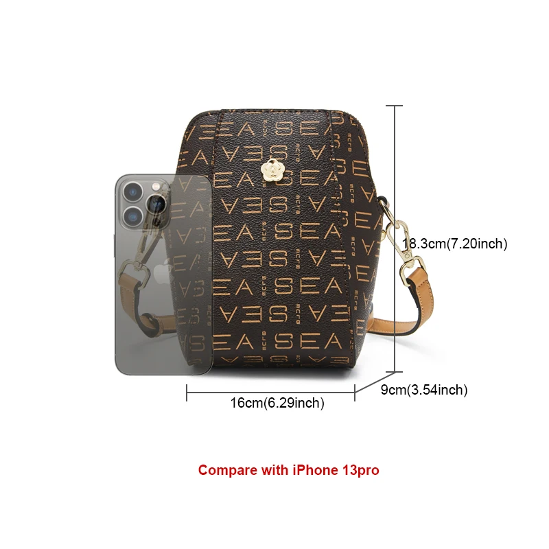 FOXER Design PVC Leather Letter Prints Girl’s Shoulder Crossbody Bag Vintage Messenger Bags Women Travel Vegan Lady Phone Pocket