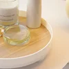 Nordic Wood Storage Tray Household Desktop Sundries Cosmetic Perfume Jewelry Key Plate Home Decorative Round Storage Trays 5