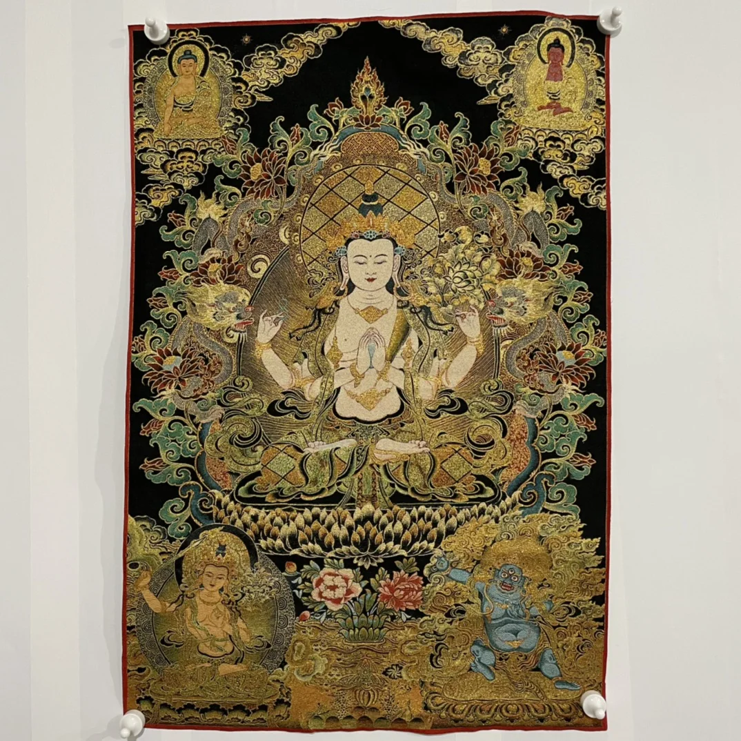

Free Delivery China Elaborate Silk Embroidery Luck“Bodhisattva Buddha”Geomantic Thangka Painting Mural Household Decoration#38