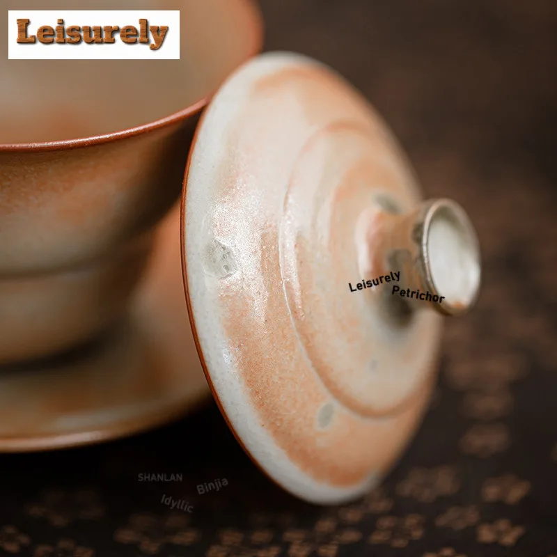 Zhiye Roasting Fulu Gaiwan Vintage Tea Tureen Household Tea Bowl with Lid Kit Tea Maker Cover Bowl Chinese Tea Set Collection
