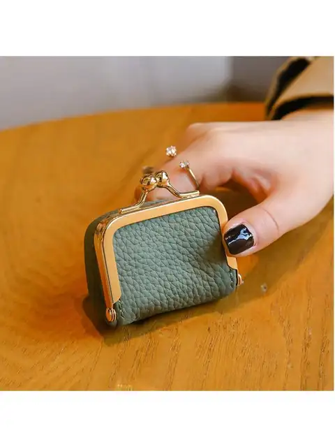 Mini Genuine Leather Kiss-Lock Jewelry Case - Portable Ring/Earring Organizer, Vintage Style