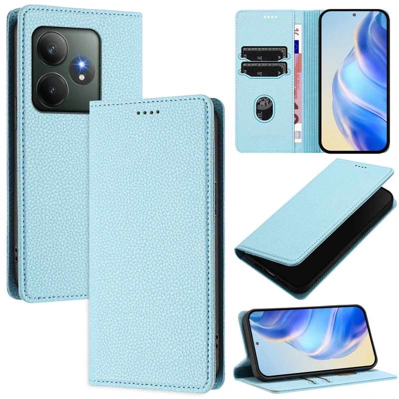Leather Magnetic Wallet Flip Phone Case with Stand Feature