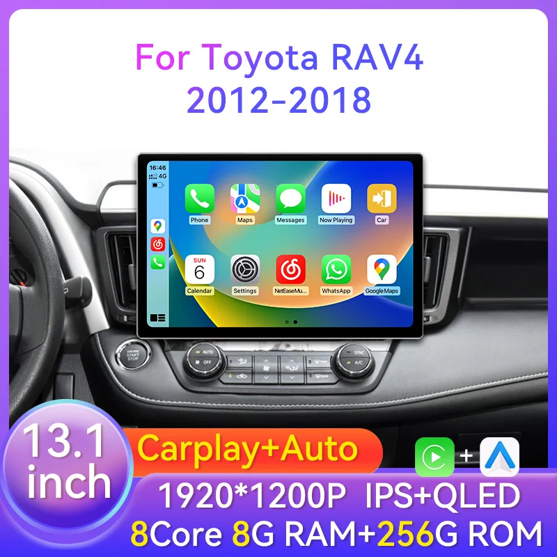 

13.1 inch Android For Toyota RAV4 XA40 2012-2018 Car Radio DVD Multimedia Player GPS Navigation 2 Din Carplay Head Unit Screen