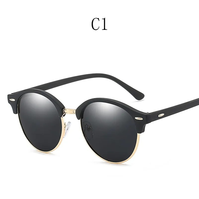 Klassieke dames ronde gepolariseerde zonnebril heren merkontwerper polaroid zonnebril W metalen frame zwarte lens voor heren_voghion.com