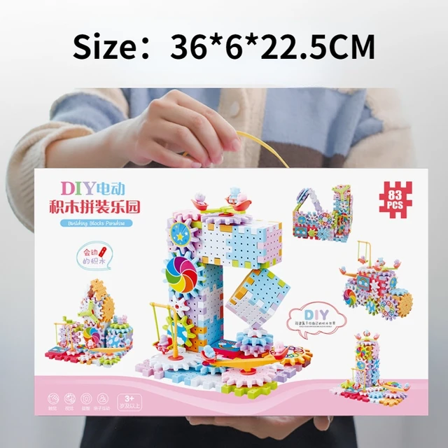 83Pcs/Set Electric Assembly Building Blocks Jigsaw Educational Toys for Children 3D Gears Model Building Kit Plastic Brick Gifts 5