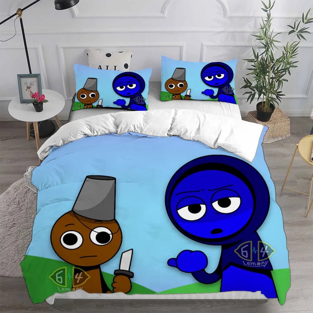 New 3d Print Game Sprunki Bedding Sets Bed Cover Comforter Duvet Cover Pillow Case 2-3 Pieces Sets Kids Adult Bedroom Decoration 5