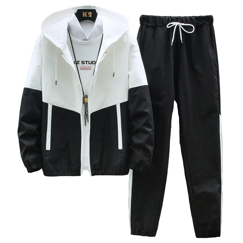 New Autumn Winter Long-sleeved Hoodie and Loose Mens Pants 2-piece Set of Casual Stitching Sportswear Fitness Running y2k Men's