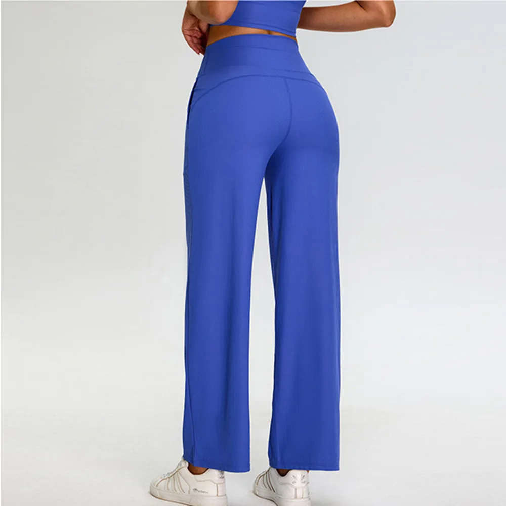 Ribbed Yoga Pants For Women Leggings Gym Workout Leggings High Waist Fitness Outdoor Running Sports Pants Straight Leg