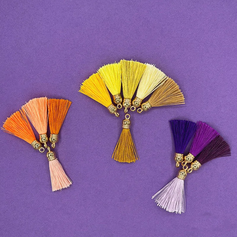 200pcs Mini Tassel Gold metal Fringe tassels for keychain Decorative
