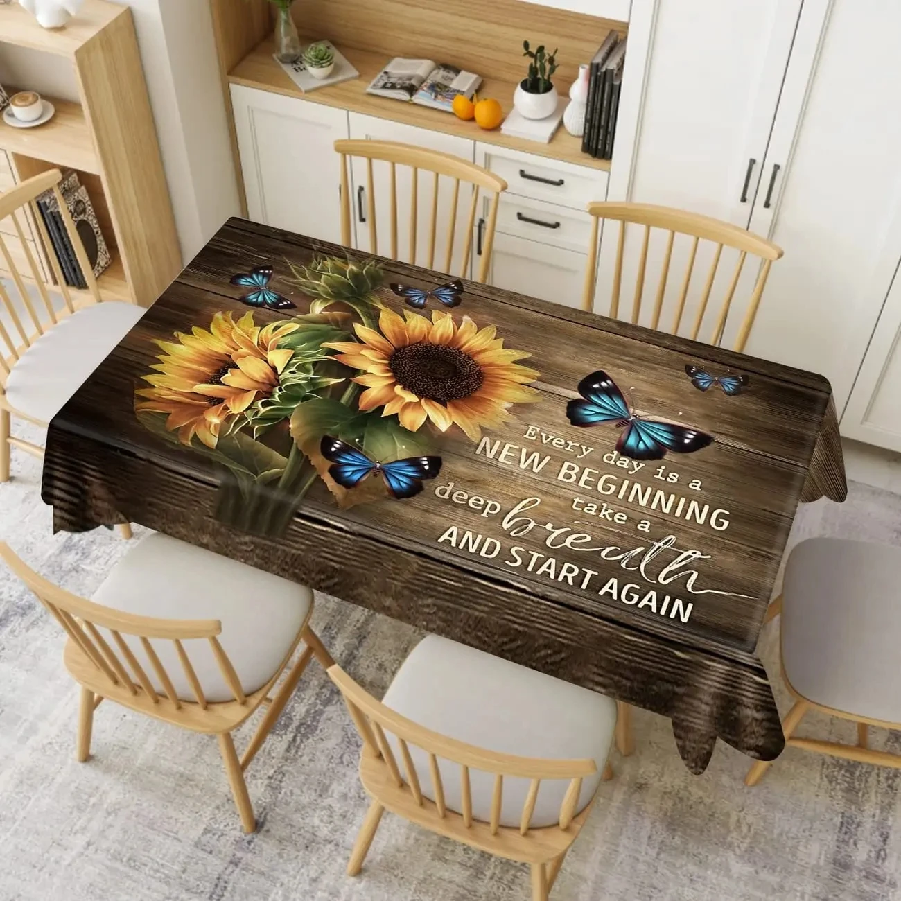 

3D printed wood grain tablecloth, rectangular household kitchen tablecloth, wedding party outdoor picnic mat