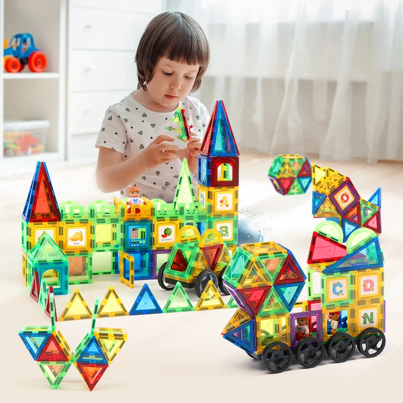 Magplayer Magnetic Tiles Building Blocks Children Magnet Construction Set Montessori Educational Games Toys For Kids