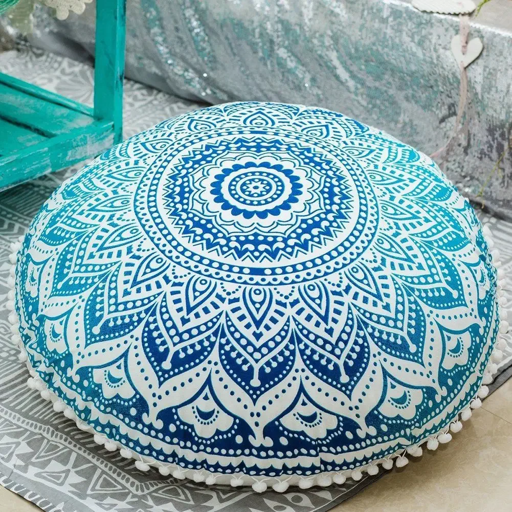 43x43cm Round Cushion Cover Thicken Round Linen Office Chair Cushion Cover Tatami Meditation Cushion Sofa Pillowcase Home Decor 2