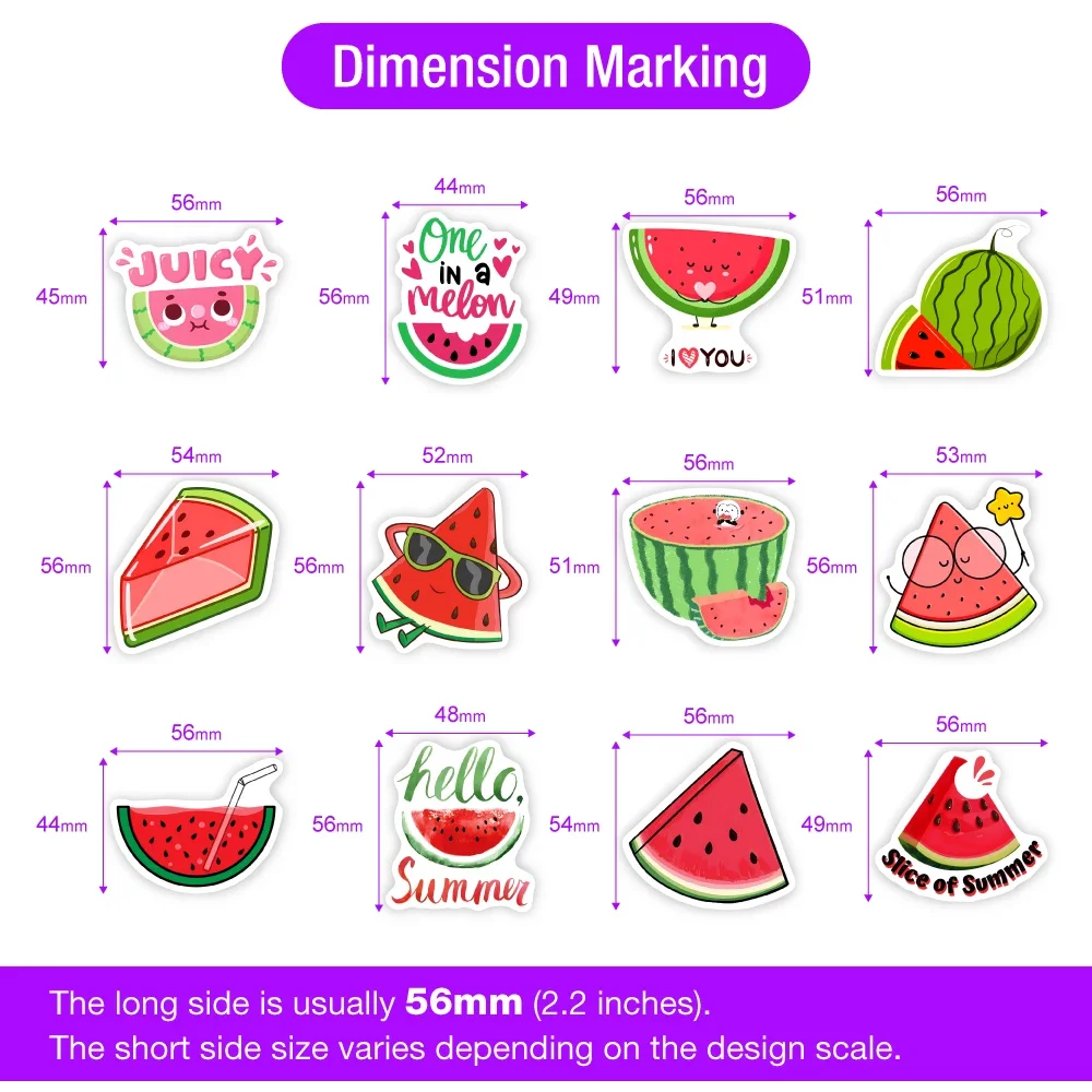 Cartoon Summer Watermelon Stickers DIY Gift Toy Waterproof Decal Scrapbook Junk Journals Laptop Phone Luggage Bottle Decorative