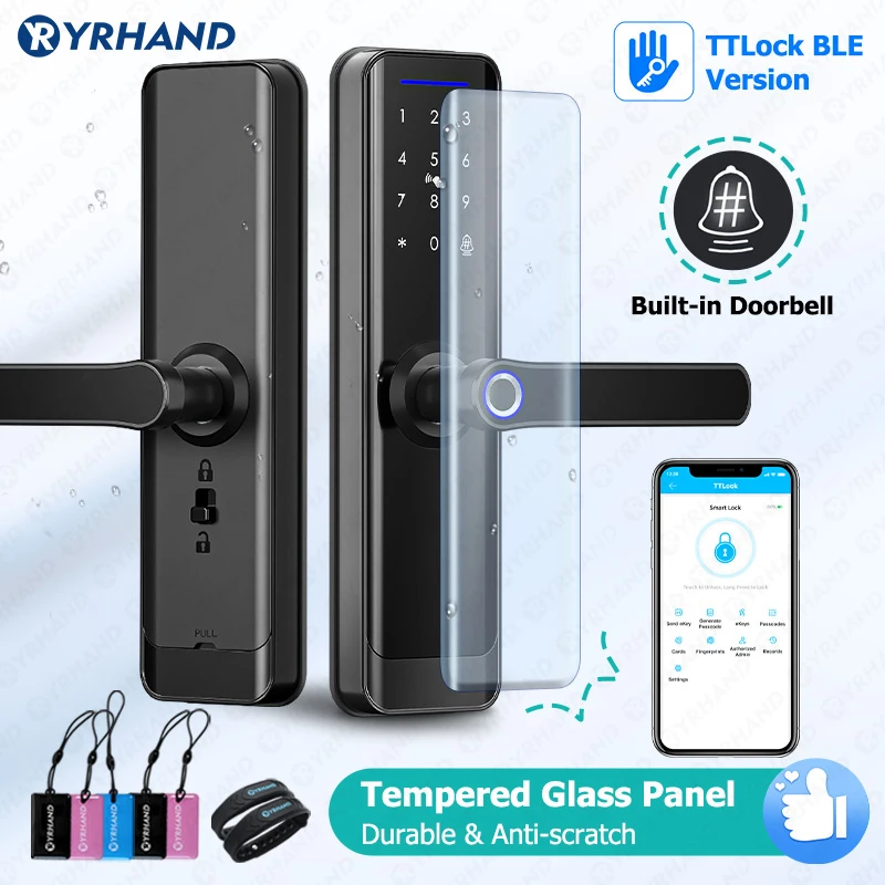 

Wifi tt lock App bluetooth Fingerprint Lock Smart Card Digital Keyless Code Electronic Door Lock Safety waterproof For home