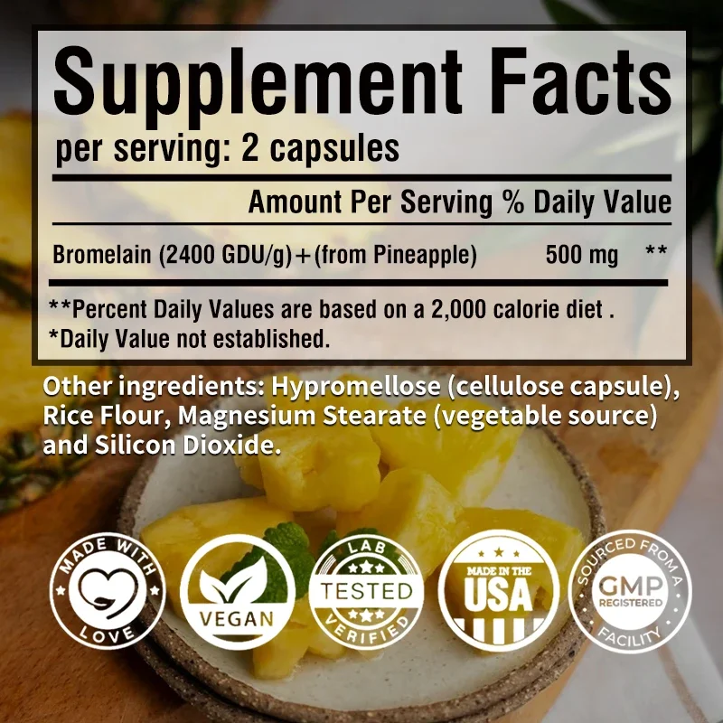 Bromelain Capsules-Supports Digestion, Joint , Immune, Cardiovascular & Respiratory Health