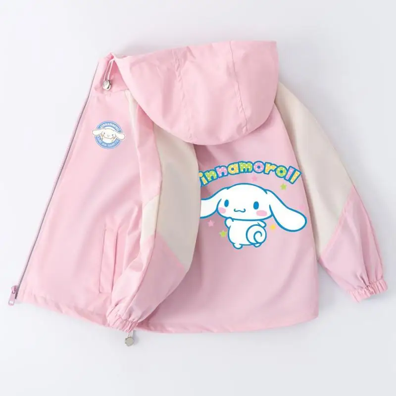 Cinnamoroll Jackets Girls Outdoor Sport Cartoon Anime Wind Breaker Zipper Jacket Spring Autumn Coat Clothes