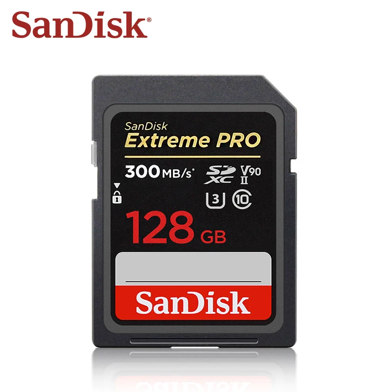 샌디스크 익스트림 프로 SD 카드 UHS-II 메모리 카드 V90 U3 C10 300MB/s 시네마틱 8K 4K 비디오 64GB 128GB 카메라 DSLR 미러리스용