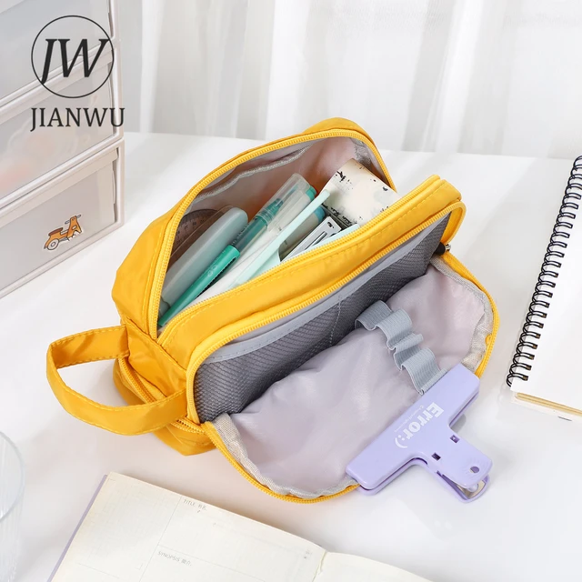 JIANWU 1 Pc Cream Large Capacity Pencil Case Portable Kawaii Canvas Storage  Bag Creative Stationary School Student Supplies - JianWu Official Store