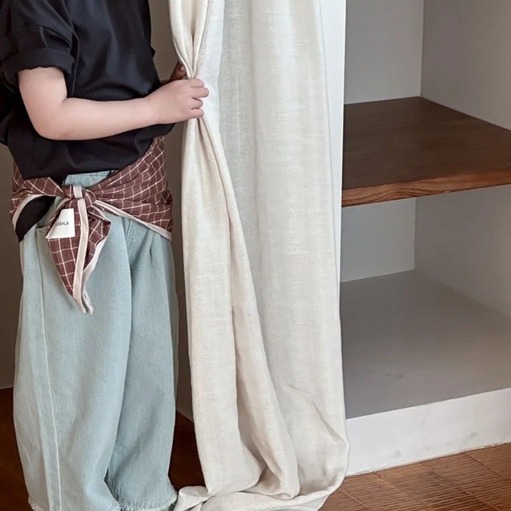 빈티지 한국 어린이 스카프 체크무늬 삼각형 반다나 스윗 보이즈 걸즈 허리 스카프