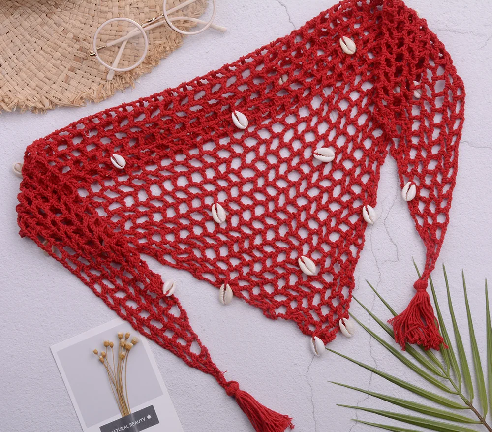 Fashionable Children's Decor Paired with Shell Swimming Pool Beach Versatile Hollowed Out Shawl