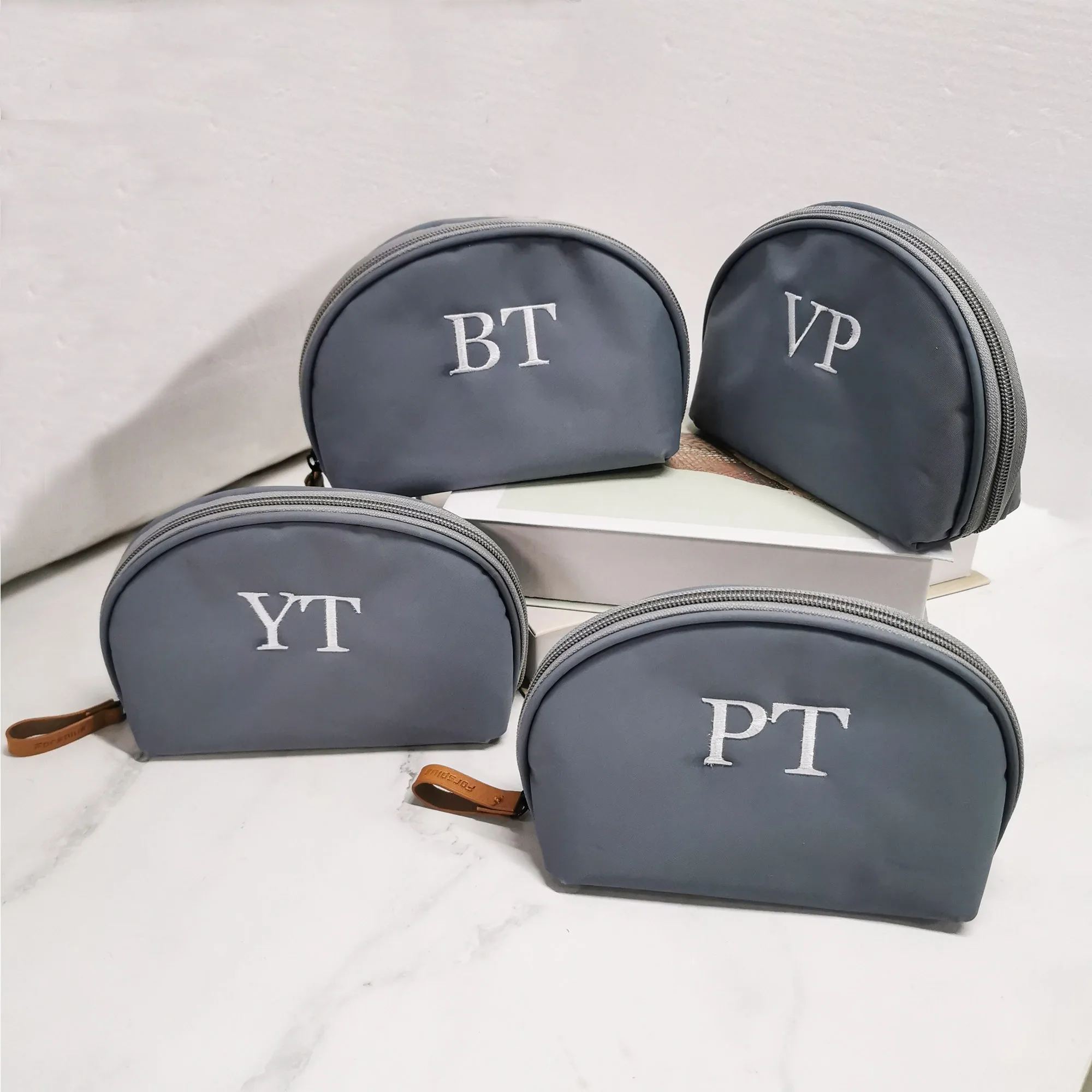 Custom Makeup Bag,Embroidery Name Nylon Solid Color Little Women's Makeup Bag,Personalized Gift Handbag,Travel Toiletry Bag