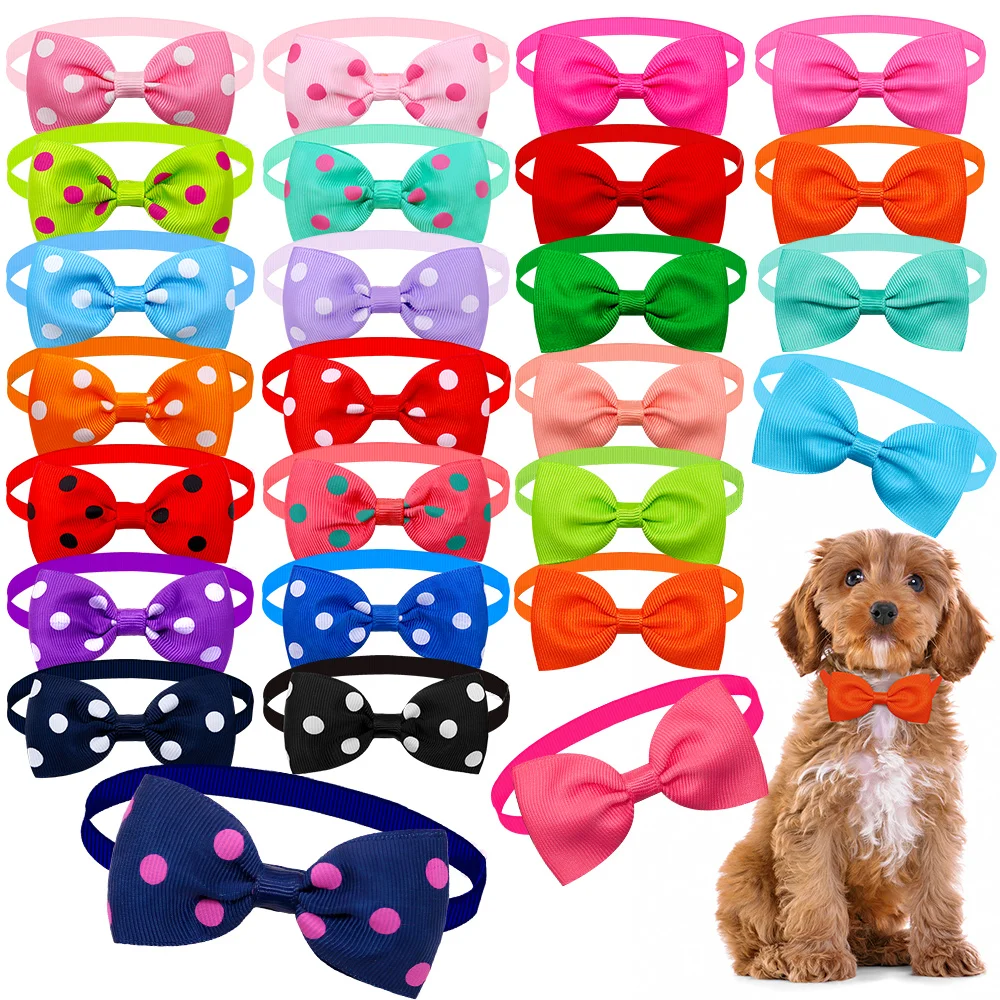 

30PCS Dog Bow Tie Handmade Adjustable Pet Necktie Collar For Dogs Cats collars Dog Bowties Pet Grooming Accessories Pet Supplies