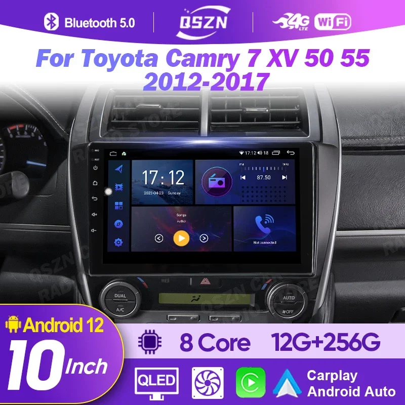 

Автомагнитола QSZN для Toyota Camry 7, XV, 50, 55, 2012-2017, версия для США, Android 13, мультимедийный видеоплеер, навигация GPS, Carplay, авто