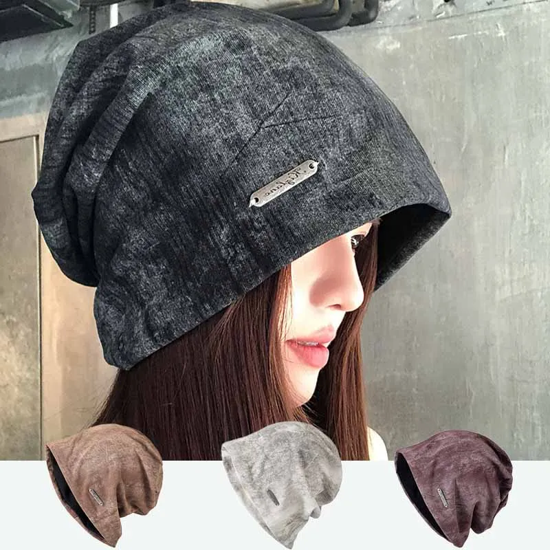 Herbst/Winter großer Kopfumfang Tie-Dye Wind Piling Hüte für Männer/Frauen 2025, modische Retro-vielseitige lose Tasche Kopfkappe