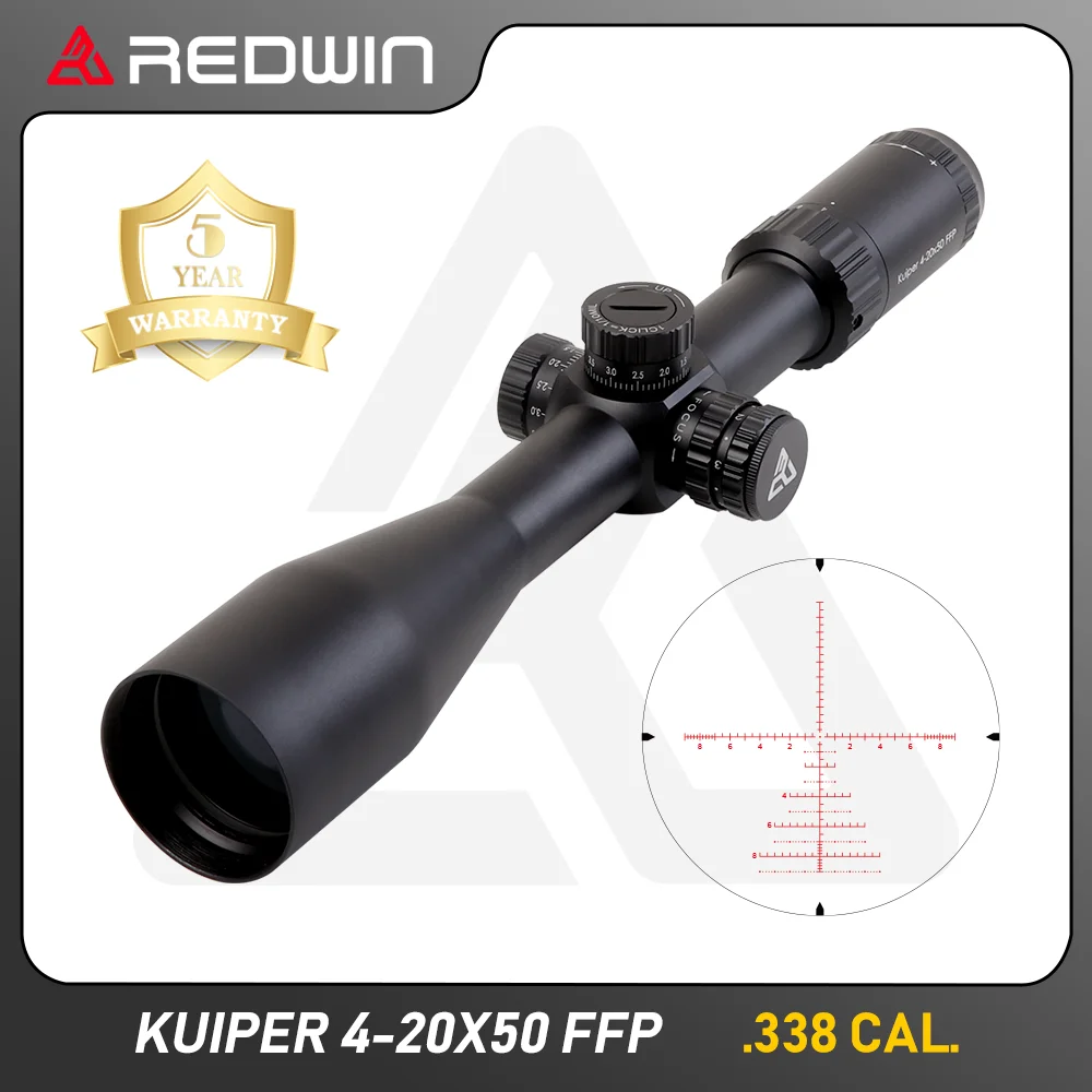 

Red Win Kuiper 4-20x50 FFP Hunting Scope Hash Mil Reticle 6 Gears Illuminated 10 Yds Focus 1/10Mil Adjust Zero Lock Hold.338 Cal