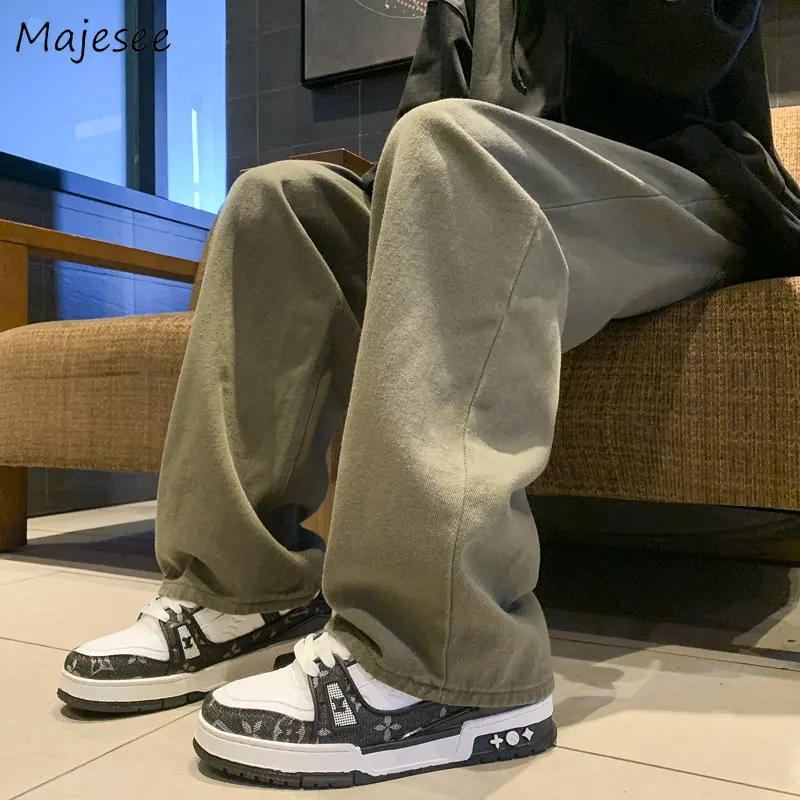 

Джинсы мужские повседневные джинсовые студенческие осенне-зимние свободные винтажные универсальные Мешковатые стильные костюмы в стиле Харадзюку