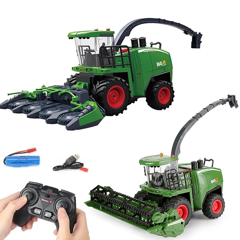 Nuova Simulazione Rc Farm Tractor Truck Model 1:24 2.4G Electric Remote Control Harvester Led Light And Sound Fun Toy For Boys