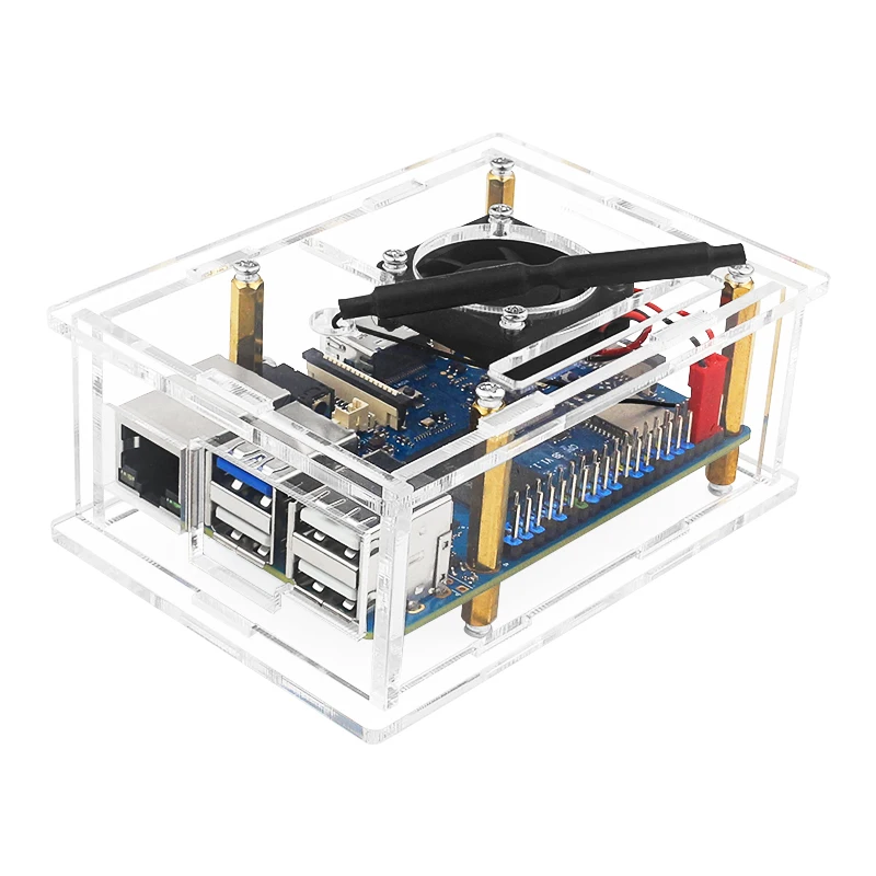 Laranja pi 3b Case Acrílico Shell Transparente Refrigerador Passivo Ativo Ventilador Opcional Dissipador de Alumínio 3b - Imagem 6