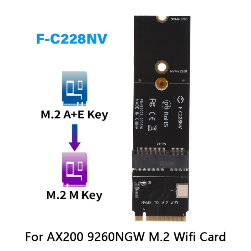 

NGFF M.2 A/A+E Key Slot to M.2M Key PCIe PCI-Express WiFi Card Adapter NVMe Wireless LAN Card Adapter Drop Shipping