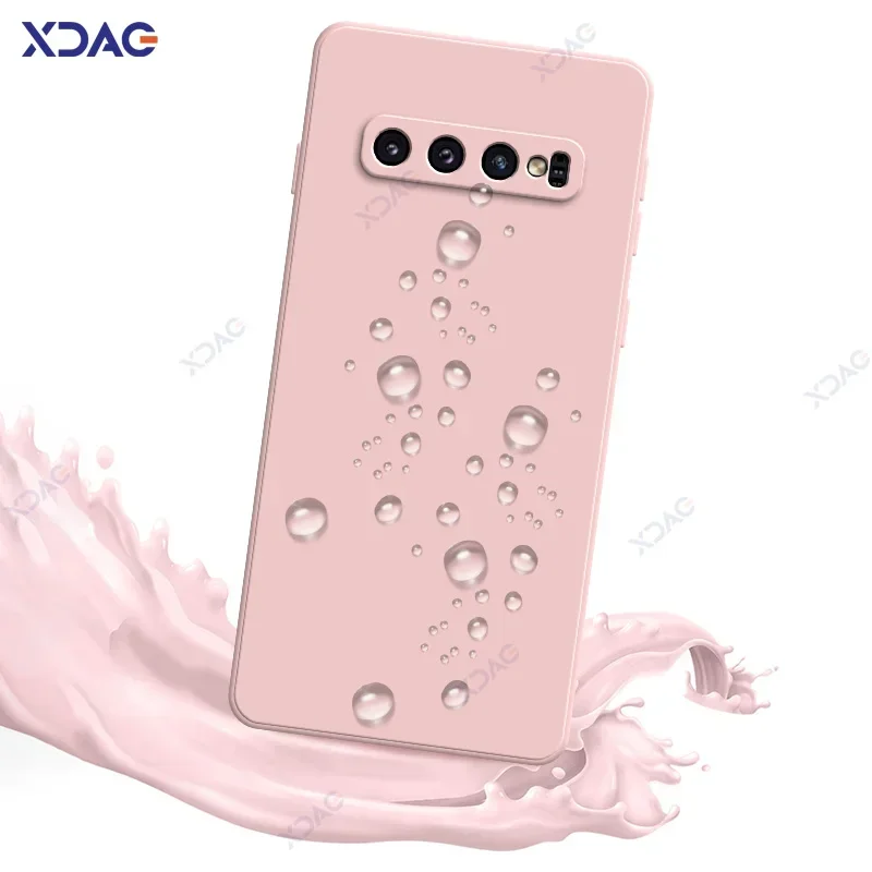 Premium Square Liquid Silicone Waterproof Phone Case - Luxury Soft Cover for Samsung Galaxy S10 Series