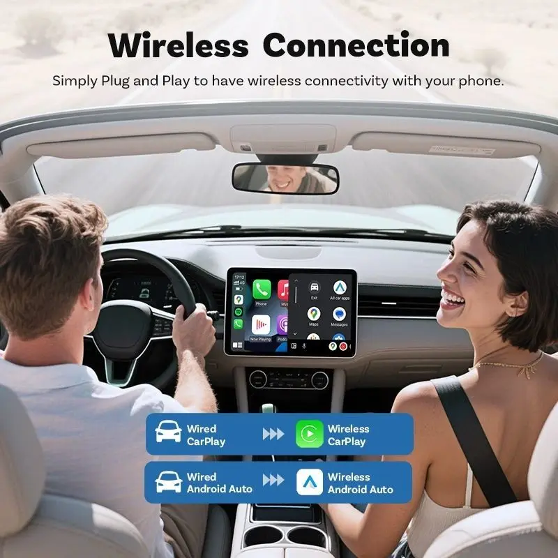Upgrade 3 in 1 Wireless Carplay Mirror Link Adapter Instant Wired to Wireless Conversion Plug & Play for Wired Carplay