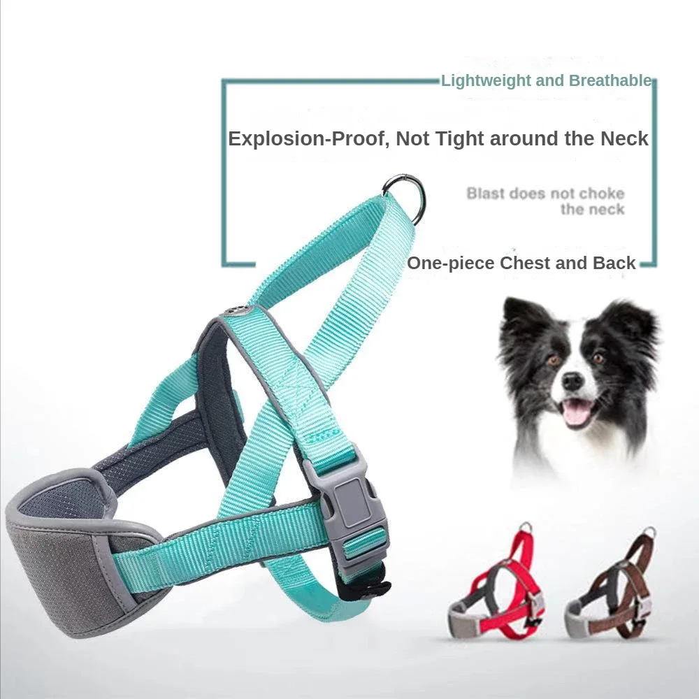 

T7 Reflective Chest Strap Vest Type Anti-breakout Explosion-proof Punch Pet Dog Traction Labrador Medium-sized Dog Dog Walking