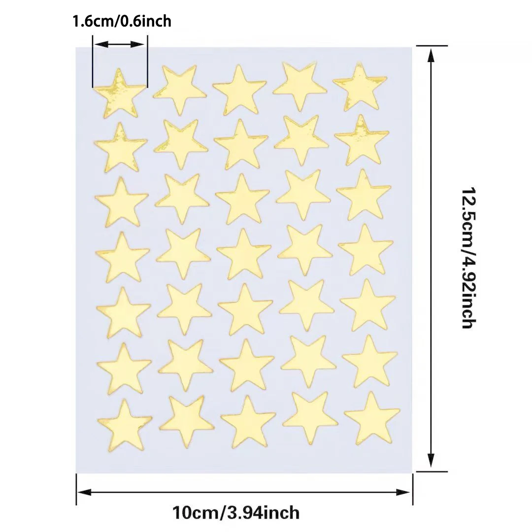10sheets/bag Gold Star Sticker Stamping Five Pointed Star Sticker Children's Reward Sticker Teacher Praise Label