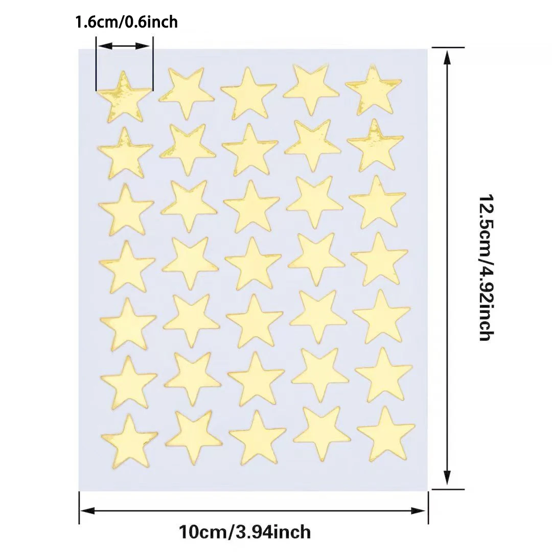 Autocollant étoile dorée à cinq branches, étiquette d'estampage, récompense pour enfants, enseignant, éloge, 10 feuilles/sac