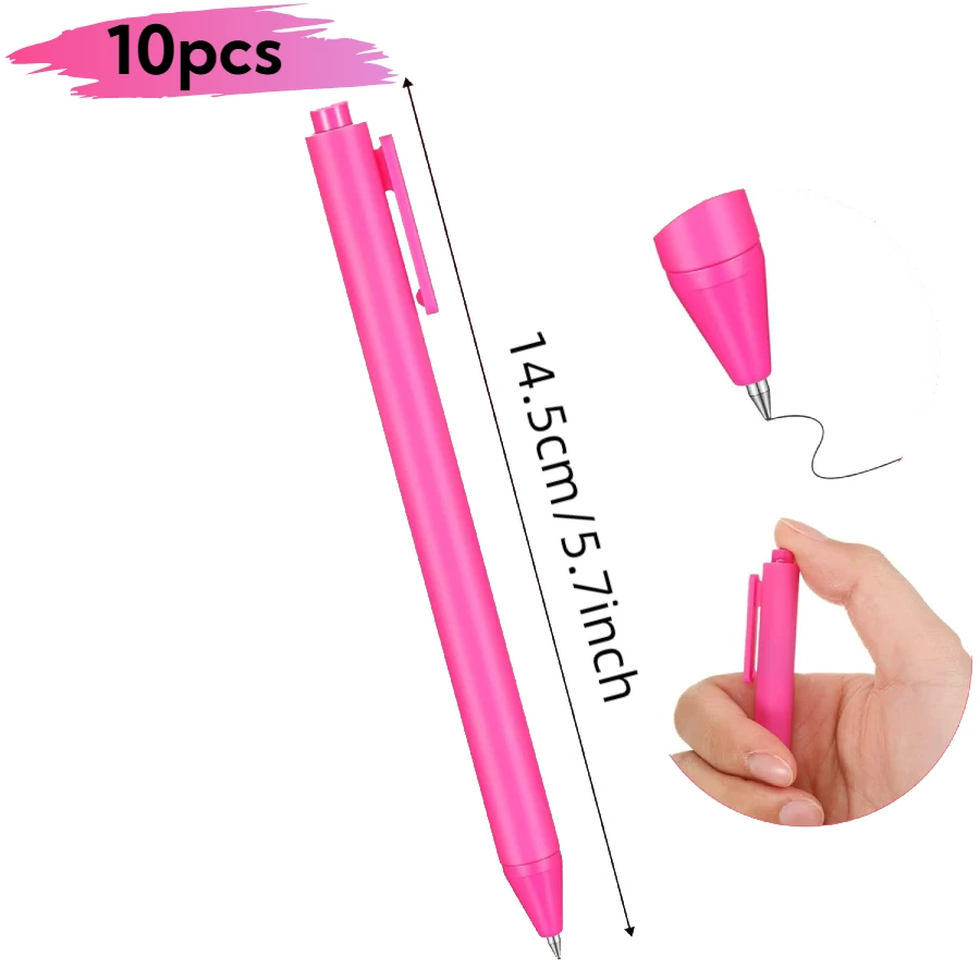 10 Pcs Hot Pink Retractable Gel Pens for Pink Ribbon Breast Cancer Awareness Campaign Journaling Office Supplies 3