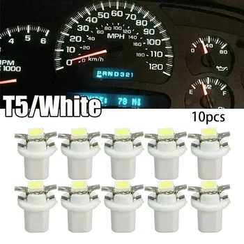 자동차 LED 대시 보드 대시 램프 계기 전구 시프터 라이트, 백색 자동차 LED 전구, T5 B8.5D 5050 SMD DC 12V 6000K, 10 개