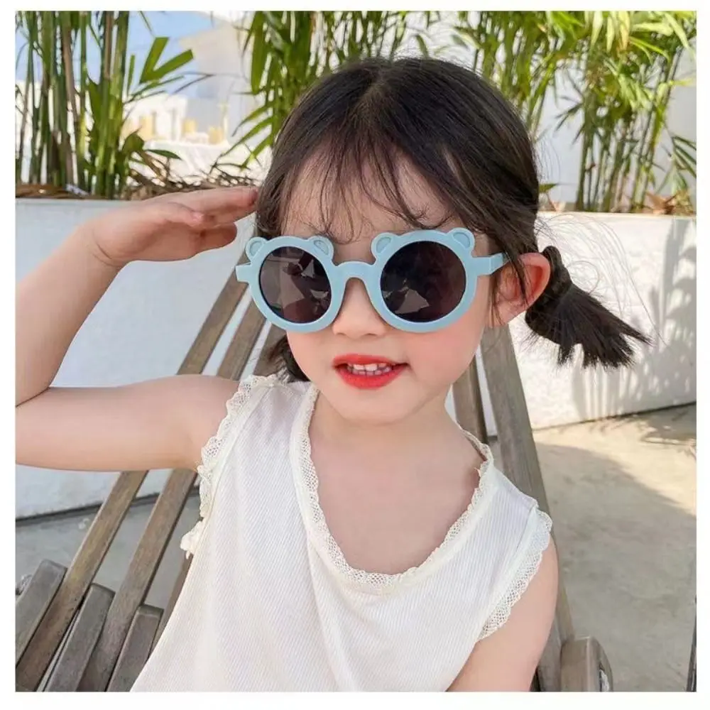 Lovely Little Bear Children Sunglasses for Boy Girl Round Frame Sun Protection UV400 Shades Ins Fashion Sports Kids Eyewear children sunglasses kids sunglasses fashion sunglasses