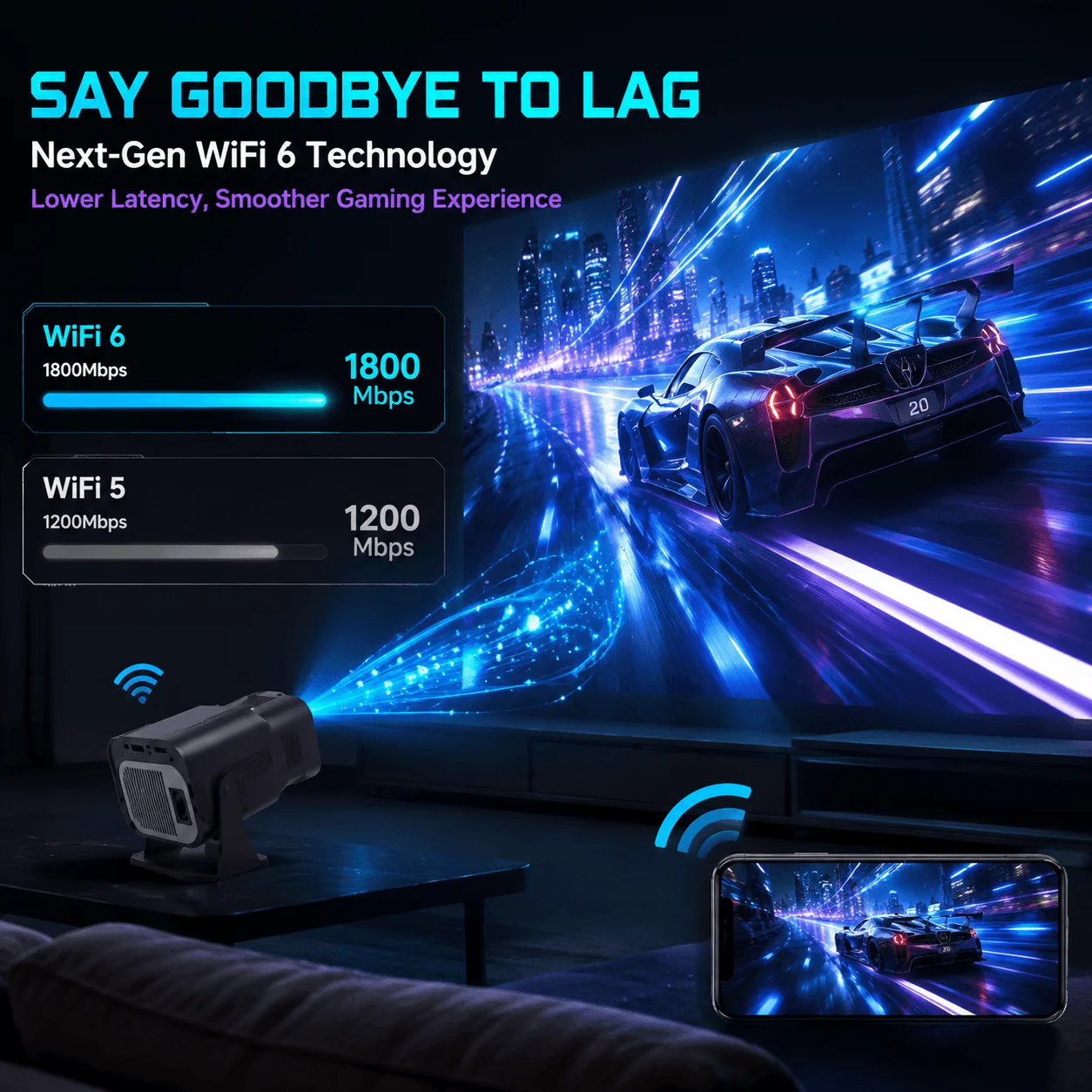 HY320 미니 네이티브 720P 안드로이드 11 프로젝터, 300ANSI 4K 지원 WiFi6 BT5.0 180 ° 회전식 휴대용 야외 영화관