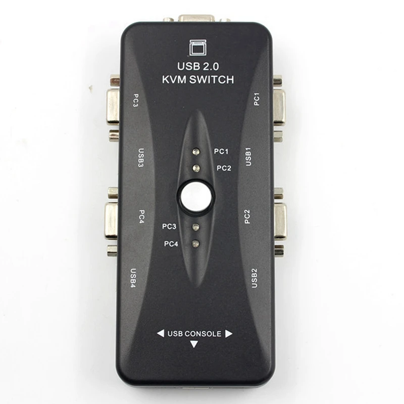 One for Four 4 Port USB 2.0 KVM Switch Box + 4 KVM Cables Keyboard Monitor VGA SVGA PC Laptop