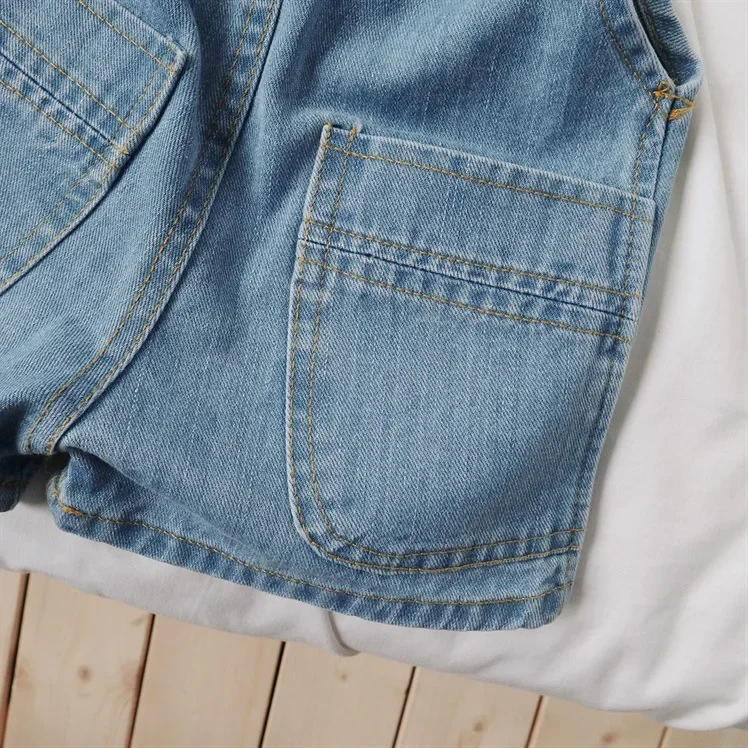 Kinder Overalls Hosen 2025, Sommer Herbst Heißer Verkauf Jungen Jeans Hosenträger Shorts Casual Mädchen Träger Hosen – Detail 3