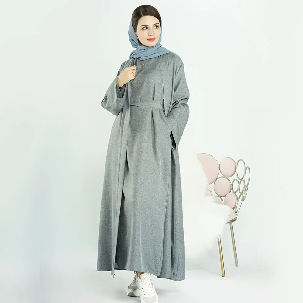 Open Dubai Kimono Abaya Linen Turkey Muslim Long Dress Plain Abayas for Women Kaftan Hijab Robe Ramadan Eid Luxury Islam Outfit